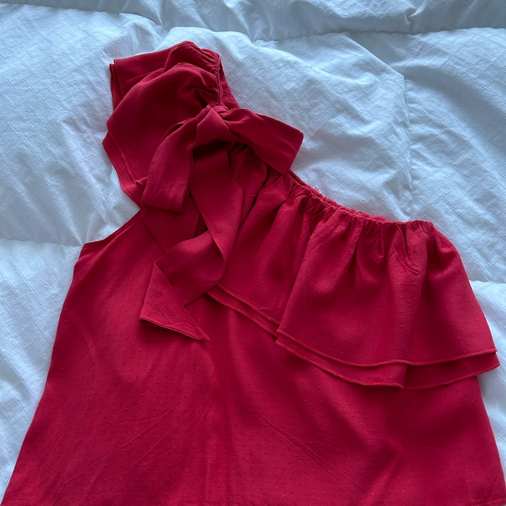 Buffalo Red One-Shoulder Ruffle Top - Picture 2 of 7